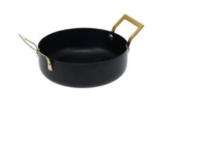 FRIGIDEIRA Ø13X4CM PRETA ASA DOURADA#